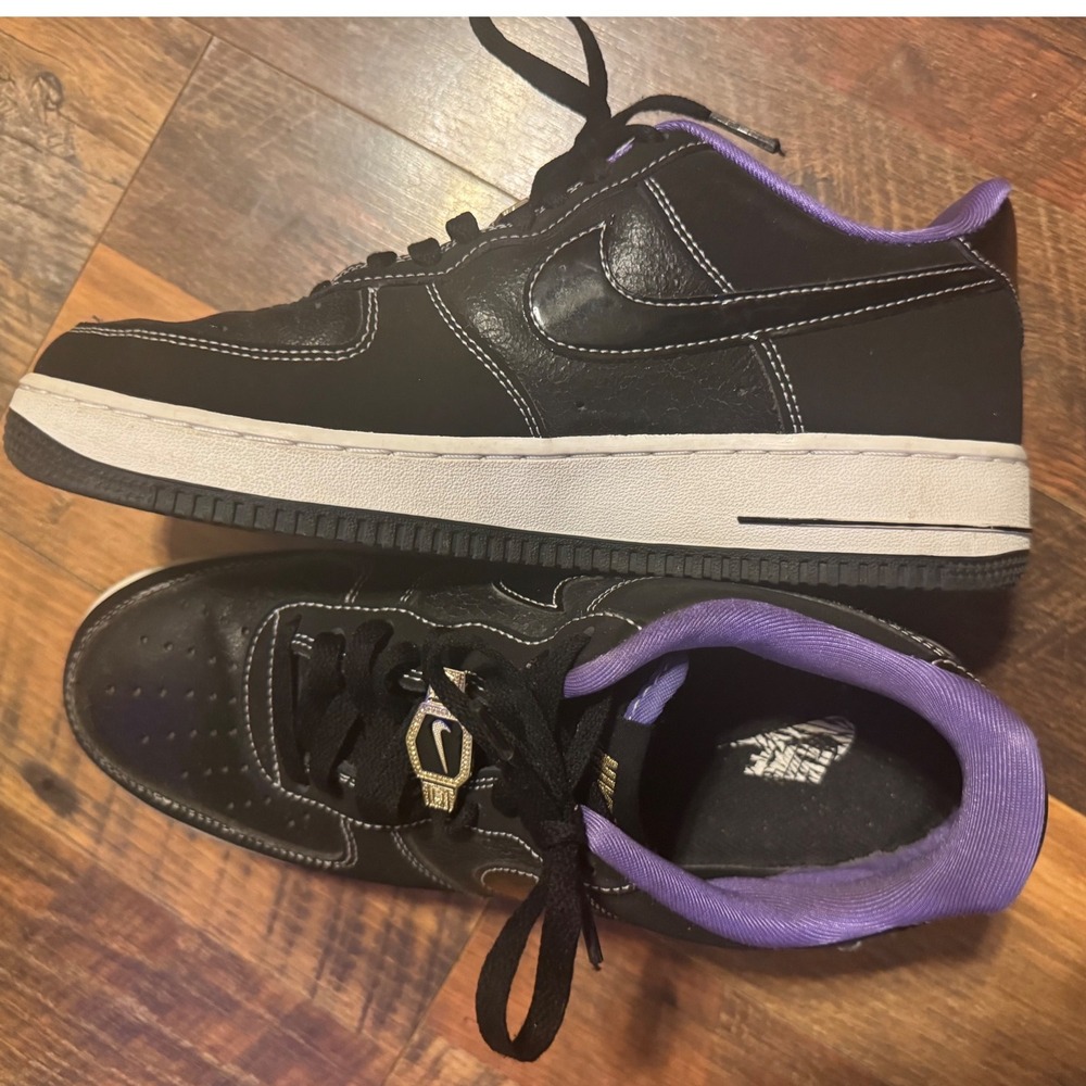 Nike Air Force 1 Low 07 LV8 World Champ Black‎ Purple Lakers Colorway Size 8.5